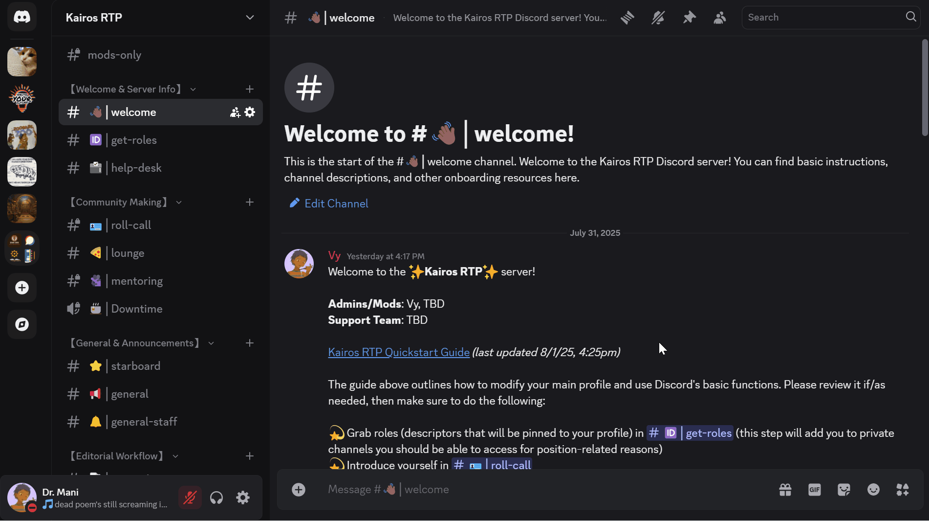 How to use text channels, including sending messages and options for interacting with messages